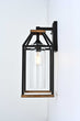 20-in Black and Wood Outdoor Farmhouse Wall Lantern, 1-Light Wall Lamp Sconce, Clear Seeded Glass - 22.4"L x 20"W x 47.6"H Load image into Gallery viewer, 20-in Black and Wood Outdoor Farmhouse Wall Lantern, 1-Light Wall Lamp Sconce, Clear Seeded Glass - 22.4"L x 20"W x 47.6"H
