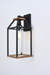 20-in Black and Wood Outdoor Farmhouse Wall Lantern, 1-Light Wall Lamp Sconce, Clear Seeded Glass - 22.4"L x 20"W x 47.6"H Load image into Gallery viewer, 20-in Black and Wood Outdoor Farmhouse Wall Lantern, 1-Light Wall Lamp Sconce, Clear Seeded Glass - 22.4"L x 20"W x 47.6"H