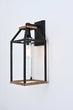 20-in Black and Wood Outdoor Farmhouse Wall Lantern, 1-Light Wall Lamp Sconce, Clear Seeded Glass - 22.4"L x 20"W x 47.6"H Load image into Gallery viewer, 20-in Black and Wood Outdoor Farmhouse Wall Lantern, 1-Light Wall Lamp Sconce, Clear Seeded Glass - 22.4"L x 20"W x 47.6"H