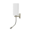 1 - Light, Acrylic Shade Indoor Wall Sconce Light with 1 Switch, 1usb & 1outlet, Brushed Nickel Finish, Bedside Wall Lights w/ 1W LED Reading Lamp, for Bedroom Living Room Hotels - LEDMyPlace Load image into Gallery viewer, 1 - Light, Acrylic Shade Indoor Wall Sconce Light with 1 Switch, 1usb & 1outlet, Brushed Nickel Finish, Bedside Wall Lights w/ 1W LED Reading Lamp, for Bedroom Living Room Hotels - LEDMyPlace