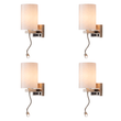 1-Light, Acrylic Shade Indoor Wall Sconce Light with 1 Switch, 1usb & 1outlet, Brushed Nickel Finish, Bedside Wall Lights w/ 1W LED Reading Lamp, for Bedroom Living Room Hotels Load image into Gallery viewer, 1-Light, Acrylic Shade Indoor Wall Sconce Light with 1 Switch, 1usb & 1outlet, Brushed Nickel Finish, Bedside Wall Lights w/ 1W LED Reading Lamp, for Bedroom Living Room Hotels