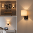 1 - Light Bedside Wall Sconce Lighting with Adjustable LED Reading Light, Black Metal Finish w/ White Fabric Shade, W/ LED 1W 1USB, 2 Switchs &1 Outlet, for Bedroom Living Room Hotels - LEDMyPlace Load image into Gallery viewer, 1 - Light Bedside Wall Sconce Lighting with Adjustable LED Reading Light, Black Metal Finish w/ White Fabric Shade, W/ LED 1W 1USB, 2 Switchs &1 Outlet, for Bedroom Living Room Hotels - LEDMyPlace