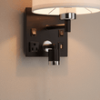 1 - Light Bedside Wall Sconce Lighting with Adjustable LED Reading Light, Black Metal Finish w/ White Fabric Shade, W/ LED 1W 1USB, 2 Switchs &1 Outlet, for Bedroom Living Room Hotels - LEDMyPlace Load image into Gallery viewer, 1 - Light Bedside Wall Sconce Lighting with Adjustable LED Reading Light, Black Metal Finish w/ White Fabric Shade, W/ LED 1W 1USB, 2 Switchs &1 Outlet, for Bedroom Living Room Hotels - LEDMyPlace
