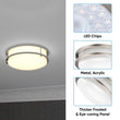 12 in. Dimmable LED Flush Mount Ceiling Lights, Double Ring, 14W, 1100LM, 3000K Warm White, Brushed Nickel Finish Steel, ETL Listed, For Hallway Kitchen Stairwell - LEDMyPlace Load image into Gallery viewer, 12 in. Dimmable LED Flush Mount Ceiling Lights, Double Ring, 14W, 1100LM, 3000K Warm White, Brushed Nickel Finish Steel, ETL Listed, For Hallway Kitchen Stairwell - LEDMyPlace