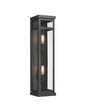 2-Light Wall Sconce, E12 Holder, 2X40W, Matte Black, Rectangular, Clear Glass Panels, 22" H x 5.5" W, Extends 6" from the wall Load image into Gallery viewer, 2-Light Wall Sconce, E12 Holder, 2X40W, Matte Black, Rectangular, Clear Glass Panels, 22" H x 5.5" W, Extends 6" from the wall
