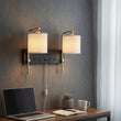 17.5″W x 13″H Double Wall Lamp with White Linen Shades – Matte Black or Brushed Nickel Finish - 2 Pack - LEDMyPlace Load image into Gallery viewer, 17.5″W x 13″H Double Wall Lamp with White Linen Shades – Matte Black or Brushed Nickel Finish - 2 Pack - LEDMyPlace