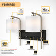 17.5″W x 13″H Double Wall Lamp with White Linen Shades – Matte Black or Brushed Nickel Finish - 2 Pack - LEDMyPlace Load image into Gallery viewer, 17.5″W x 13″H Double Wall Lamp with White Linen Shades – Matte Black or Brushed Nickel Finish - 2 Pack - LEDMyPlace