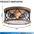 2 - Light Flush Mount Ceiling Light - Modern Industrial Ceiling Light Fixture for Kitchen Hallway Bedroom, Matt Black+Wood Finish with Seeded Glass Cover - 5.83"H x 12"D - LEDMyPlace Load image into Gallery viewer, 2 - Light Flush Mount Ceiling Light - Modern Industrial Ceiling Light Fixture for Kitchen Hallway Bedroom, Matt Black+Wood Finish with Seeded Glass Cover - 5.83"H x 12"D - LEDMyPlace