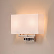 2 - Light, Wall Sconce for Bedroom with 2 Switch, 2 USB, 2 Type C & 1 Outlet, White Fabric / Acrylic Shade, Wall Mounted Lamps for Hotel, Corridor and Restaurant - LEDMyPlace Load image into Gallery viewer, 2 - Light, Wall Sconce for Bedroom with 2 Switch, 2 USB, 2 Type C & 1 Outlet, White Fabric / Acrylic Shade, Wall Mounted Lamps for Hotel, Corridor and Restaurant - LEDMyPlace