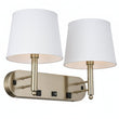 24"W x 16"H Double Wall Lamp with White Linen Shades – Plated Brushed Nickel Finish - 2 Pack - LEDMyPlace Load image into Gallery viewer, 24"W x 16"H Double Wall Lamp with White Linen Shades – Plated Brushed Nickel Finish - 2 Pack - LEDMyPlace