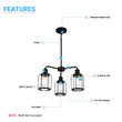 3 - Light Birdcage Chandelier Lighting Fixture, Kitchen Island Light Fixtures, Matte Black Finish, E26 Base, 3 Years Warranty - LEDMyPlace Load image into Gallery viewer, 3 - Light Birdcage Chandelier Lighting Fixture, Kitchen Island Light Fixtures, Matte Black Finish, E26 Base, 3 Years Warranty - LEDMyPlace