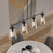 4 - Lights Island Linear Pendant Light with Clear Glass Shade, E26 Base, UL Listed for Damp Location - LEDMyPlace Load image into Gallery viewer, 4 - Lights Island Linear Pendant Light with Clear Glass Shade, E26 Base, UL Listed for Damp Location - LEDMyPlace