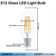 4W Filament LED Bulb, 2700K, 360LM, 120V/60Hz, 4short filament, E12 Base, Dimmable, Clear Glass, LED Candelabra Light Bulbs - D1.38"*3.7"H - LEDMyPlace Load image into Gallery viewer, 4W Filament LED Bulb, 2700K, 360LM, 120V/60Hz, 4short filament, E12 Base, Dimmable, Clear Glass, LED Candelabra Light Bulbs - D1.38"*3.7"H - LEDMyPlace