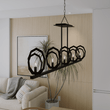 5 - Light Matte Black Finish with Deco Candlestick Linear Chandelier for Dining Room - 43"L x 7“W x 13”H - LEDMyPlace Load image into Gallery viewer, 5 - Light Matte Black Finish with Deco Candlestick Linear Chandelier for Dining Room - 43"L x 7“W x 13”H - LEDMyPlace