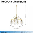 5 - Light Modern Glass Bell Shade Round Chandelier Diam 35.5", Brass Finish Hardware with Clear Glass, 27.5" Height, 120V, Bulb Type B10, Socket Type E12, Max wattage Per Socket 60W - LEDMyPlace Load image into Gallery viewer, 5 - Light Modern Glass Bell Shade Round Chandelier Diam 35.5", Brass Finish Hardware with Clear Glass, 27.5" Height, 120V, Bulb Type B10, Socket Type E12, Max wattage Per Socket 60W - LEDMyPlace