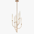 6 LED Lights Farmhouse Candle Chandeliers Satin Brass Finish Hardware with Hand Made Crystal - LEDMyPlace Load image into Gallery viewer, 6 LED Lights Farmhouse Candle Chandeliers Satin Brass Finish Hardware with Hand Made Crystal - LEDMyPlace