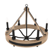 6 - Light Farmhouse Chandelier Diam 26'', E12 Base, Matte black Finish Hardware with Nature Solid Ashwood - LEDMyPlace Load image into Gallery viewer, 6 - Light Farmhouse Chandelier Diam 26'', E12 Base, Matte black Finish Hardware with Nature Solid Ashwood - LEDMyPlace