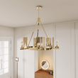6 - Light Ring Chandelier Ceiling Light In Brass Finish with Clear Glass, E12 Base, Width 28" Height 22", 120V, Bulb Type B10, Socket type E12, Max wattage Per Socket 60W - LEDMyPlace Load image into Gallery viewer, 6 - Light Ring Chandelier Ceiling Light In Brass Finish with Clear Glass, E12 Base, Width 28" Height 22", 120V, Bulb Type B10, Socket type E12, Max wattage Per Socket 60W - LEDMyPlace