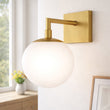 6.5″W x 10″H x 8″E Burnished Brass Wall Sconce with Frosted White Acrylic Shade and E26 Rocker-Switch Light - 4 Pack Load image into Gallery viewer, 6.5″W x 10″H x 8″E Burnished Brass Wall Sconce with Frosted White Acrylic Shade and E26 Rocker-Switch Light - 4 Pack