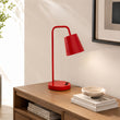 7 7/8"W x 12"D x 20 1/8"H Table Lamp with USB, Type-C & Outlet – Red Finish Load image into Gallery viewer, 7 7/8"W x 12"D x 20 1/8"H Table Lamp with USB, Type-C & Outlet – Red Finish