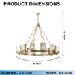 12-Light Ring Chandelier Ceiling Light in Brass Finish with Clear Glass, 120V, Bulb Type B10, Socket Type E12, Max wattage Per Socket 60W - 50“D x 39”H Load image into Gallery viewer, 12-Light Ring Chandelier Ceiling Light in Brass Finish with Clear Glass, 120V, Bulb Type B10, Socket Type E12, Max wattage Per Socket 60W - 50“D x 39”H