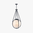 4-Light Chandelier Light Fixture Black Finish Hardware with Black Rope and Translucency whilte glass ,E12 Base - 18”D x 38“H Load image into Gallery viewer, 4-Light Chandelier Light Fixture Black Finish Hardware with Black Rope and Translucency whilte glass ,E12 Base - 18”D x 38“H