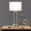 Bedside Table Lamp with USB Port and Outlet, 28 inch, Brushed Nickel Finish, with 1pc Switch,1pcs outlets,1pc USB 1 Type C, For Living Room, Dorm, Bedroom Lamp - LEDMyPlace Load image into Gallery viewer, Bedside Table Lamp with USB Port and Outlet, 28 inch, Brushed Nickel Finish, with 1pc Switch,1pcs outlets,1pc USB 1 Type C, For Living Room, Dorm, Bedroom Lamp - LEDMyPlace