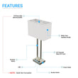 Bedside Table Lamp with USB Port and Outlet, 28 inch, Brushed Nickel Finish, with 1pc Switch,1pcs outlets,1pc USB 1 Type C, For Living Room, Dorm, Bedroom Lamp - LEDMyPlace Load image into Gallery viewer, Bedside Table Lamp with USB Port and Outlet, 28 inch, Brushed Nickel Finish, with 1pc Switch,1pcs outlets,1pc USB 1 Type C, For Living Room, Dorm, Bedroom Lamp - LEDMyPlace