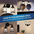 Birdcage Shape Bathroom Light Fixtures, Wall Mount, Matte Black with Clear Glass Shade, 1 - Light/2 - Light/3 - Light, E26 Base, For Damp Locations, Vanity Lighting - LEDMyPlace Load image into Gallery viewer, Birdcage Shape Bathroom Light Fixtures, Wall Mount, Matte Black with Clear Glass Shade, 1 - Light/2 - Light/3 - Light, E26 Base, For Damp Locations, Vanity Lighting - LEDMyPlace