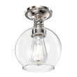 Clear Glass Dome Shape Semi Flush Mount Ceiling Lights, Brushed Nickel Finish, E26 Base, Ceiling Mounting, UL Listed for Damp Location - LEDMyPlace Load image into Gallery viewer, Clear Glass Dome Shape Semi Flush Mount Ceiling Lights, Brushed Nickel Finish, E26 Base, Ceiling Mounting, UL Listed for Damp Location - LEDMyPlace