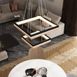 Double Square Chandeliers Light, 128W, 3000K (Warm White), 2461 Lumens, Dimmable Wooden + Matte Black Finish Chandelier - LEDMyPlace Load image into Gallery viewer, Double Square Chandeliers Light, 128W, 3000K (Warm White), 2461 Lumens, Dimmable Wooden + Matte Black Finish Chandelier - LEDMyPlace