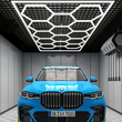 Hexagon LED Garage Lights with Rectangle Frame, 14 Hex Kit (57pcs), 6w/pc (Total Power 534W), 6500K, 120 - 130lm/w, AC100 - 277v,IP44, CRI:>80, For Garage, Shop, Gym, Basement, Barbershop, Warehouse - LEDMyPlace Load image into Gallery viewer, Hexagon LED Garage Lights with Rectangle Frame, 14 Hex Kit (57pcs), 6w/pc (Total Power 534W), 6500K, 120 - 130lm/w, AC100 - 277v,IP44, CRI:>80, For Garage, Shop, Gym, Basement, Barbershop, Warehouse - LEDMyPlace