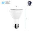 LED PAR20 Light Bulb 8 Watt 525 Lumens - 5000K - High CRI 90+E26 Base - LEDMyPlace Load image into Gallery viewer, LED PAR20 Light Bulb 8 Watt 525 Lumens - 5000K - High CRI 90+E26 Base - LEDMyPlace