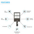 LED Pole Light with Dusk to Dawn Photocell, 300W/240W/200W Wattage Adjustable, 5700K, 133 LM/W, Universal Mount (Adjustable Slip Fitter + Wall Mount), Black, Waterproof IP65, AC120 - 277V, LED Parking Lot Lights, Outdoor Commercial Area Street Lighting - LEDMyPlace Load image into Gallery viewer, LED Pole Light with Dusk to Dawn Photocell, 300W/240W/200W Wattage Adjustable, 5700K, 133 LM/W, Universal Mount (Adjustable Slip Fitter + Wall Mount), Black, Waterproof IP65, AC120 - 277V, LED Parking Lot Lights, Outdoor Commercial Area Street Lighting - LEDMyPlace
