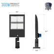 LED Pole Light with Dusk to Dawn Photocell, 300W/240W/200W Wattage Adjustable, 5700K, 133 LM/W, Universal Mount (Adjustable Slip Fitter + Wall Mount), Black, Waterproof IP65, AC120 - 277V, LED Parking Lot Lights, Outdoor Commercial Area Street Lighting - LEDMyPlace Load image into Gallery viewer, LED Pole Light with Dusk to Dawn Photocell, 300W/240W/200W Wattage Adjustable, 5700K, 133 LM/W, Universal Mount (Adjustable Slip Fitter + Wall Mount), Black, Waterproof IP65, AC120 - 277V, LED Parking Lot Lights, Outdoor Commercial Area Street Lighting - LEDMyPlace