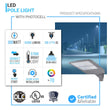 LED Pole Light with Dusk to Dawn Photocell, 300W/240W/200W Wattage Adjustable, 5700K, 133 LM/W, Universal Mount (Adjustable Slip Fitter + Wall Mount), Silver, IP65 Waterproof, AC100 - 277V, LED Parking Lot Lights - Outdoor Commercial Area Street Lighting, - LEDMyPlace Load image into Gallery viewer, LED Pole Light with Dusk to Dawn Photocell, 300W/240W/200W Wattage Adjustable, 5700K, 133 LM/W, Universal Mount (Adjustable Slip Fitter + Wall Mount), Silver, IP65 Waterproof, AC100 - 277V, LED Parking Lot Lights - Outdoor Commercial Area Street Lighting, - LEDMyPlace