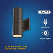 LED Up & Down Lights Outdoor, Cylinder, 12WX2, AC100 - 277V, 80 - 90 Lm/W, IP65, Light Bronze Finish, Double Side - LEDMyPlace Load image into Gallery viewer, LED Up & Down Lights Outdoor, Cylinder, 12WX2, AC100 - 277V, 80 - 90 Lm/W, IP65, Light Bronze Finish, Double Side - LEDMyPlace