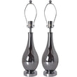 Lola Chrome Droplet Glass Best Table Lamp 28" - Chrome Gray/Creme (Set of 2) - LEDMyPlace Load image into Gallery viewer, Lola Chrome Droplet Glass Best Table Lamp 28" - Chrome Gray/Creme (Set of 2) - LEDMyPlace