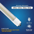 T8 8ft LED Tube/Bulb - 48w/40w/36w/32w Wattage Adjustable, 130lm/w, 3000k/4000k/5000k/6500k CCT Changeable, Clear, FA8 Single Pin, Double End Power - Ballast Bypass Load image into Gallery viewer, T8 8ft LED Tube/Bulb - 48w/40w/36w/32w Wattage Adjustable, 130lm/w, 3000k/4000k/5000k/6500k CCT Changeable, Clear, FA8 Single Pin, Double End Power - Ballast Bypass