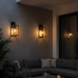 Wall Lights, Exterior Light Fixture, Clear Glass Garage Light, Modern Outdoor Lights Sconce with Waterproof, for Patio, E26 Socket Black+Wood Finish - 5.75"L x 6.1"W x 13.78"H - LEDMyPlace Load image into Gallery viewer, Wall Lights, Exterior Light Fixture, Clear Glass Garage Light, Modern Outdoor Lights Sconce with Waterproof, for Patio, E26 Socket Black+Wood Finish - 5.75"L x 6.1"W x 13.78"H - LEDMyPlace