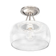 1-Light Clear Glass Semi Flush Mount Light, Brushed Nickel Ceiling Light, E26 Base, UL Listed for Damp Location, 3 Years Warranty Load image into Gallery viewer, 1-Light Clear Glass Semi Flush Mount Light, Brushed Nickel Ceiling Light, E26 Base, UL Listed for Damp Location, 3 Years Warranty