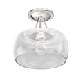 1-Light Clear Glass Semi Flush Mount Light, Brushed Nickel Ceiling Light, E26 Base, UL Listed for Damp Location, 3 Years Warranty Load image into Gallery viewer, 1-Light Clear Glass Semi Flush Mount Light, Brushed Nickel Ceiling Light, E26 Base, UL Listed for Damp Location, 3 Years Warranty