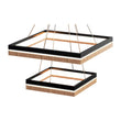 Double Square Chandeliers Light, 128W, 3000K (Warm White), 2461 Lumens, Dimmable Wooden + Matte Black Finish Chandelier Load image into Gallery viewer, Double Square Chandeliers Light, 128W, 3000K (Warm White), 2461 Lumens, Dimmable Wooden + Matte Black Finish Chandelier
