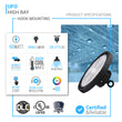 Gen13 100W UFO LED High Bay Light, 4000K, AC120-277V, 90° PC lens, IP65 Factory Warehouse Industrial Lighting, Black Load image into Gallery viewer, Gen13 100W UFO LED High Bay Light, 4000K, AC120-277V, 90° PC lens, IP65 Factory Warehouse Industrial Lighting, Black
