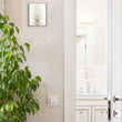 1-Light, Decorative ARC Wall Sconce Fixture, Brushed Nickel Finish with White glass shade, Dim: 9" W x 12"H x 5"E, Hallway Light Fixtures Load image into Gallery viewer, 1-Light, Decorative ARC Wall Sconce Fixture, Brushed Nickel Finish with White glass shade, Dim: 9" W x 12"H x 5"E, Hallway Light Fixtures