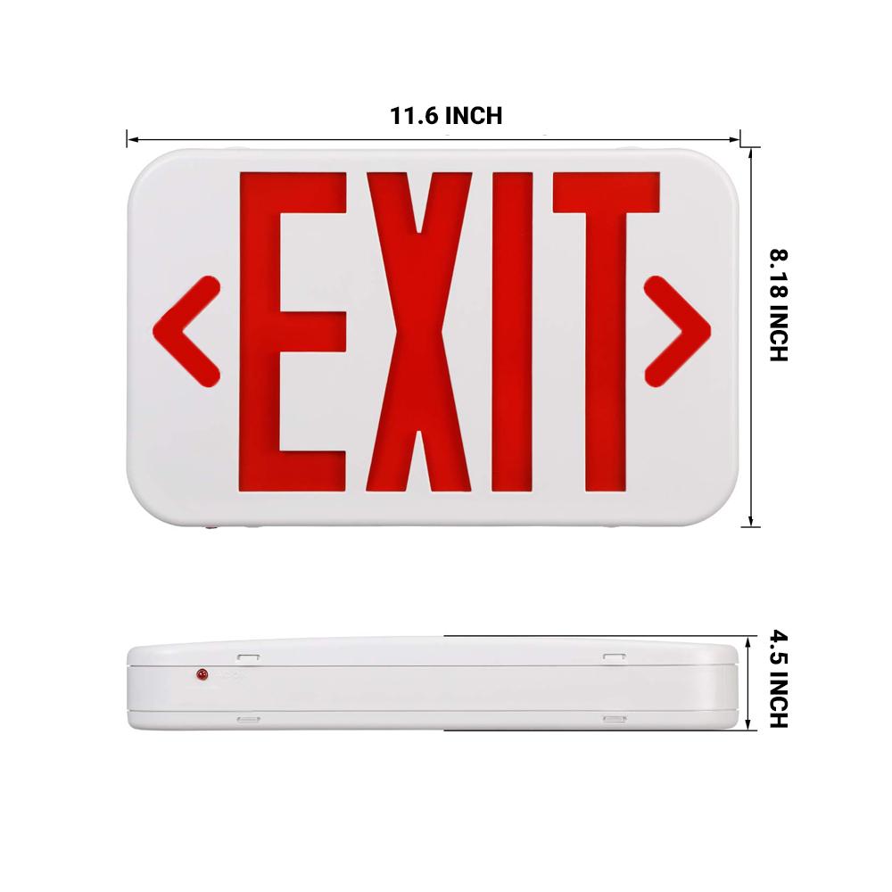 Edge Lit LED Exit Sign - Emergency Battery Backup - Single