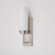 1-Light, LED Wall Sconce Light, Brushed Nickel with Opal Glass Shade, Decorative Wall Lamp, Hallway Light Fixtures, Dim: W4.6"xH15"xE3.5" Load image into Gallery viewer, 1-Light, LED Wall Sconce Light, Brushed Nickel with Opal Glass Shade, Decorative Wall Lamp, Hallway Light Fixtures, Dim: W4.6"xH15"xE3.5"