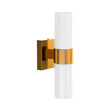 2-Lights, Wall Sconce with White Glass Shade, Brushed Brass Finish, Dim: L13.5"xW4.45"xE5", Hallway Light Fixtures Load image into Gallery viewer, 2-Lights, Wall Sconce with White Glass Shade, Brushed Brass Finish, Dim: L13.5"xW4.45"xE5", Hallway Light Fixtures