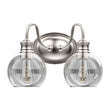 Clear Glass Bathroom Light Fixtures, Wall Mount, 2-Head/3-Head, E26 Base Brushed Nickel Finish, Vanity Lighting Load image into Gallery viewer, Clear Glass Bathroom Light Fixtures, Wall Mount, 2-Head/3-Head, E26 Base Brushed Nickel Finish, Vanity Lighting