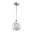 1-Light Clear Glass Pendant Lighting Fixture with Brushed Nickel Finish, E26 Base, UL Listed for Damp Location Load image into Gallery viewer, 1-Light Clear Glass Pendant Lighting Fixture with Brushed Nickel Finish, E26 Base, UL Listed for Damp Location